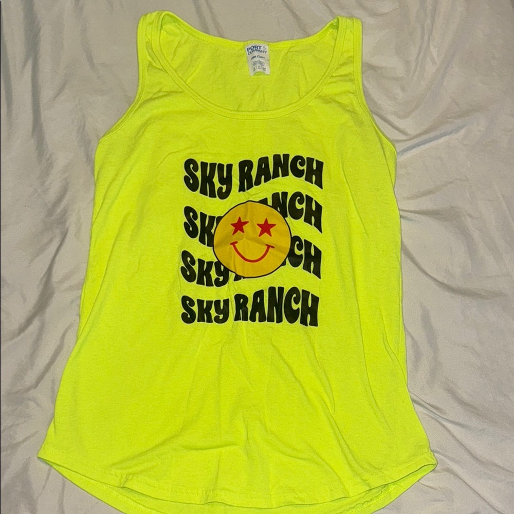 Sky Ranch - Port & Company Neon Yellow Tank Top - NWOT